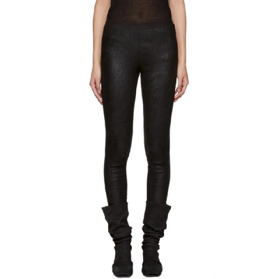 Rick Owens Stretch Cotton-paneled Stretch-leather Leggings In 09 Black