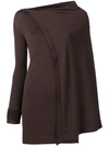 Rick Owens Asymmetric Cape-back Cashmere-blend Tunic In Brown