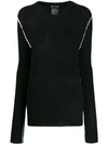 Ann Demeulemeester Alison Contrast-stitching Wool Jumper In 098 - Black+ecru