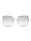 Fendi Women's 60mm Oversized Crystal-trim Square Sunglasses In Palladium/gray Silver