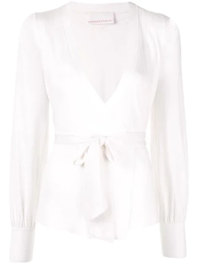 Ginger & Smart Avid Wrap Knit Top In White