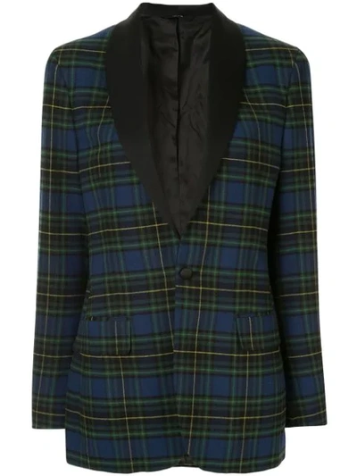 R13 Plaid Fitted Blazer In Blue