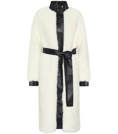 Acne Studios Orala Leather-trimmed Faux-fur Coat In Ivory