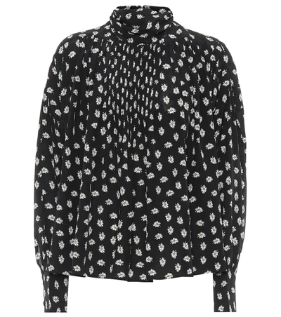 Isabel Marant Candice Floral-print Silk Blouse In Fant Nero