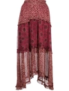 Ba&sh Ba & Sh Gapi Asymmetric Midi Skirt In Red