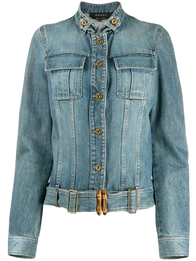 Pre-owned Gucci Cropped Denim Jacket In Blue