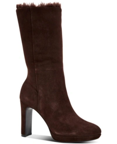Calvin Klein Pebbles Faux Shearling Lined Boot In Coffee Bean