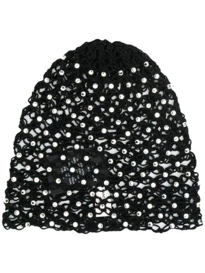 YSL HAT WITH CRYSTAL EMBELLISHED. Saint Laurent Crystal Embellished Cap - Black Hats  main image 4