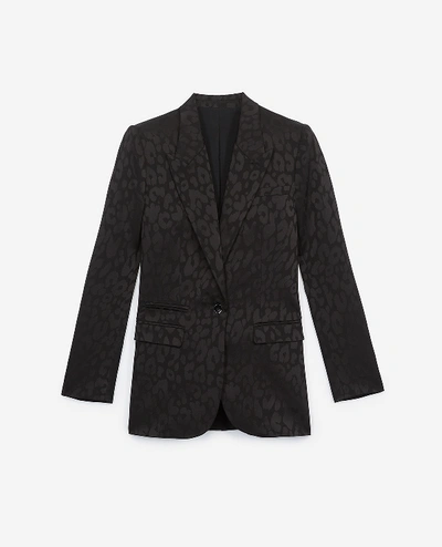 The Kooples Flowing Jacquard Black Printed Jacket