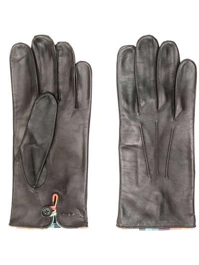 Paul Smith Embossed Logo Gloves In Brown