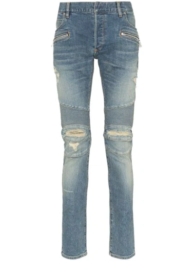 Balmain Litght Vintage Slim Fit Jeans In Blue