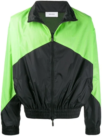 Rhude Zip-up Flight Jacket In Green,black