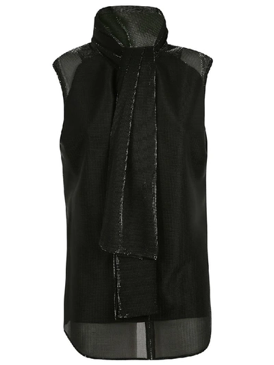 Balmain Sleeveless Scarf Detail Top In Black