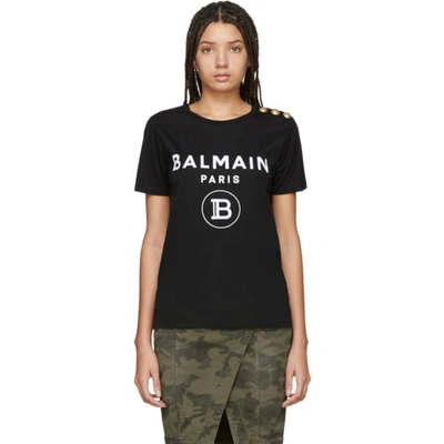 Balmain Logo-print T-shirt In Black,white