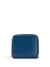 Stella Mccartney Perforated Logo Mini Wallet In Blue