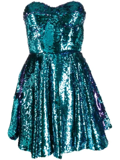 Amen Sequin Embellished Flared Dress In Blue