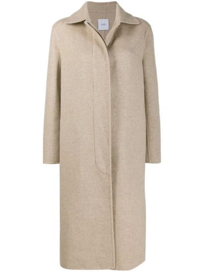 Agnona Cashmere Single-breasted Coat In Brown