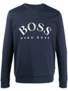 Hugo Boss Embroidered Logo Slim-fit Sweatshirt In Blue