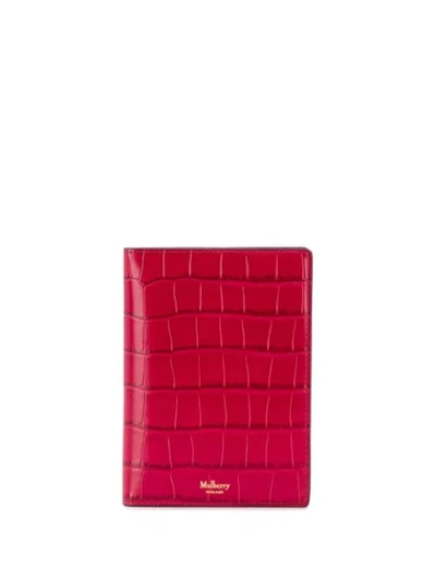 Mulberry Crocodile Effect Passport Cover In Rot