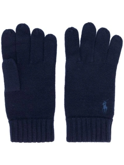 Polo Ralph Lauren Logo-embroidered Gloves In Blue