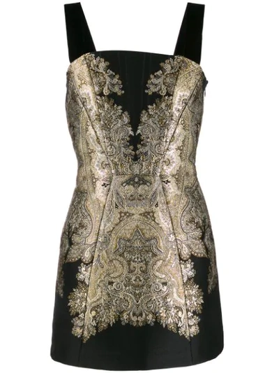 Etro Brocade Embroidery Mini Dress In Black