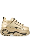 Buffalo Platform Heel Metallic Sneakers In Gold