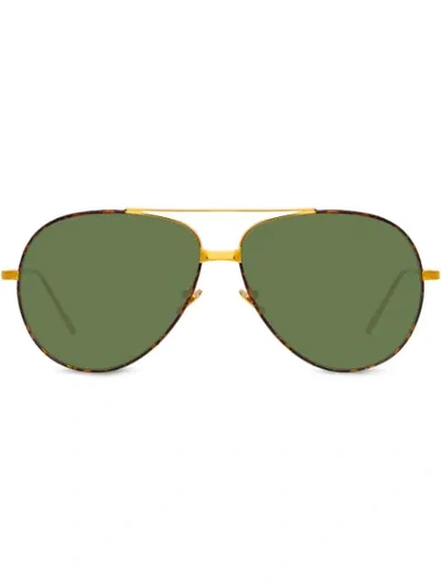 Linda Farrow Tortoiseshell-trim Aviator Sunglasses In Brown