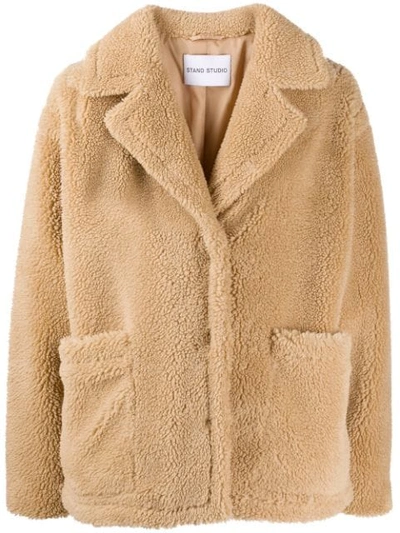 Stand Studio Oversized Shearling Jacket In Neutrals