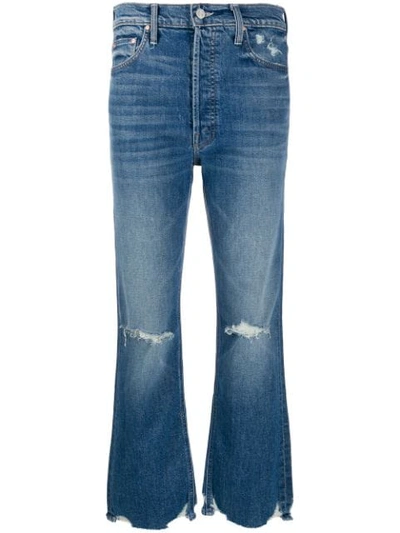 Mother Ripped Flared Jeans In Blue