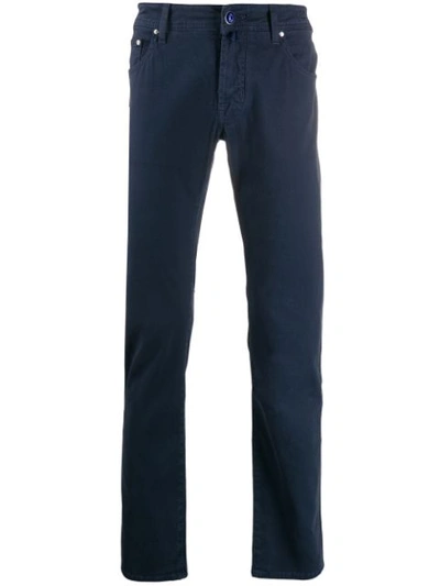 Jacob Cohen Plain Slim-fit Trousers In Blue