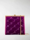 Stella Mccartney Mini Frame Monogram Velvet Clutch In Purple