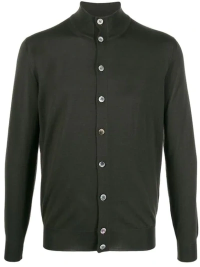 Dell'oglio Funnel Neck Knit Cardigan In Green