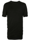 Rick Owens Ruched Long-line T-shirt In Black