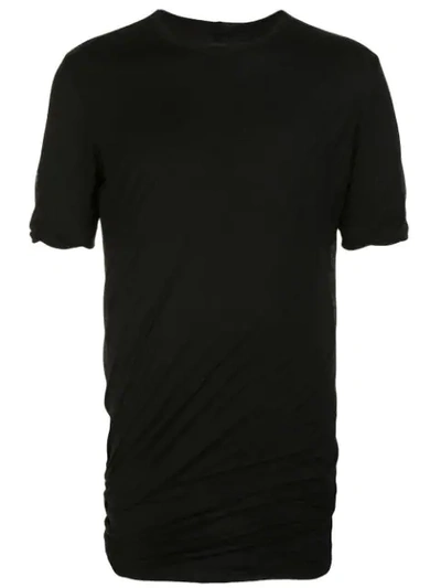 Rick Owens Ruched Long-line T-shirt In Black
