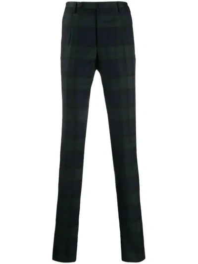 Incotex Checked Straight-leg Trousers In Blue