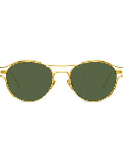 Linda Farrow Violet Round Frame Sunglasses In Gold
