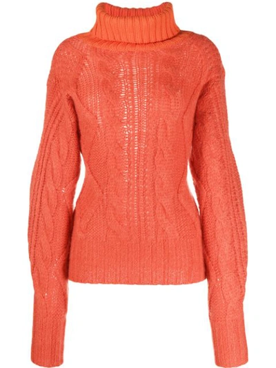 Aalto Cable Knit Jumper In Orange