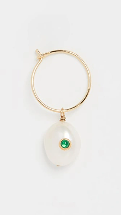 Anni Lu Pearl Hoop Earring In Green Agate