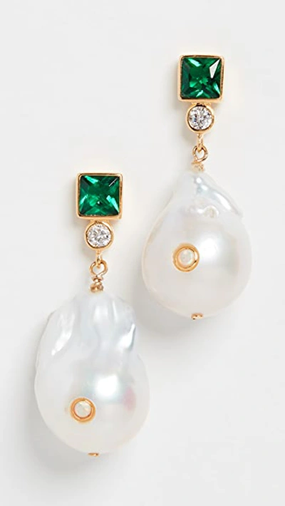 Anni Lu Baroque Pearl Earrings In Posy Green