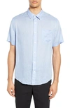 Vince Short Sleeve Slim Fit Linen Sport Shirt In Feather