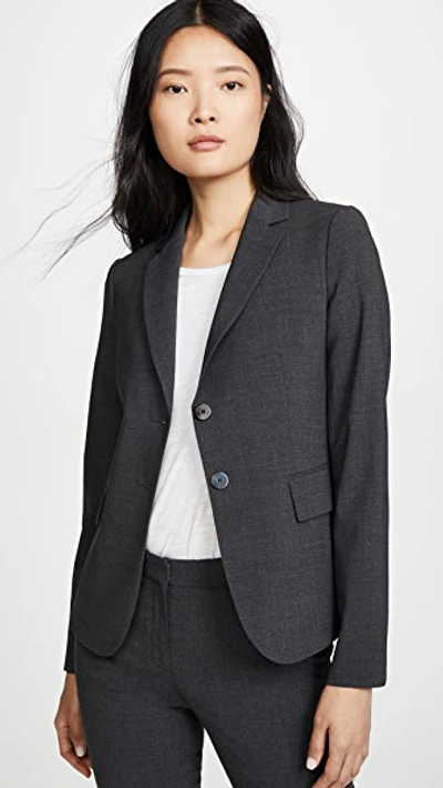 Theory Good Wool Carissa Blazer In Charcoal Melange