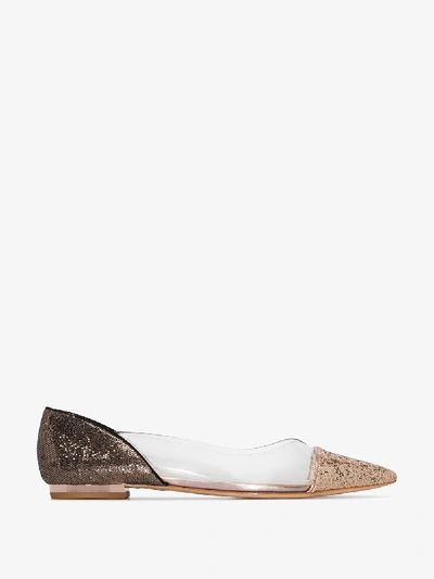 Sophia Webster Gold Tone Daria 85 Glitter Flats