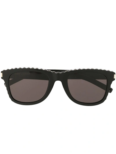 Saint Laurent Studded Square-frame Sunglasses In Black