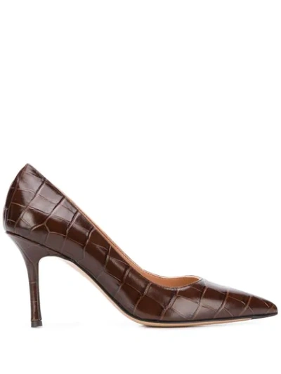 The Seller Crocodile-effect Pointed Pumps In Brown
