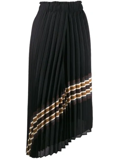 Brunello Cucinelli Asymmetric Pleated Skirt In 黑色