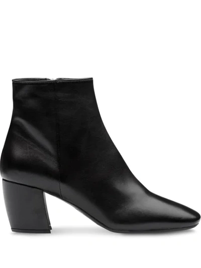 Prada Nappa Leather Ankle Boots In Black