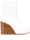Maison Margiela Square Toe Wedge Boots In White