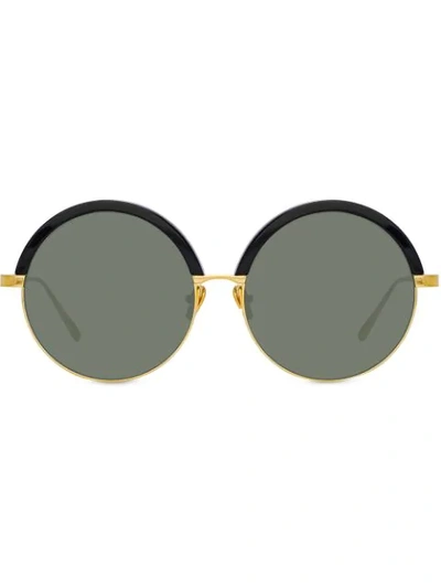 Linda Farrow Annie Round Frame Sunglasses In Black