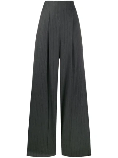 Ferragamo Striped Wide-leg Trousers In Grey