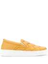Bottega Veneta Maxi Weave Slip-on Sneakers In Yellow